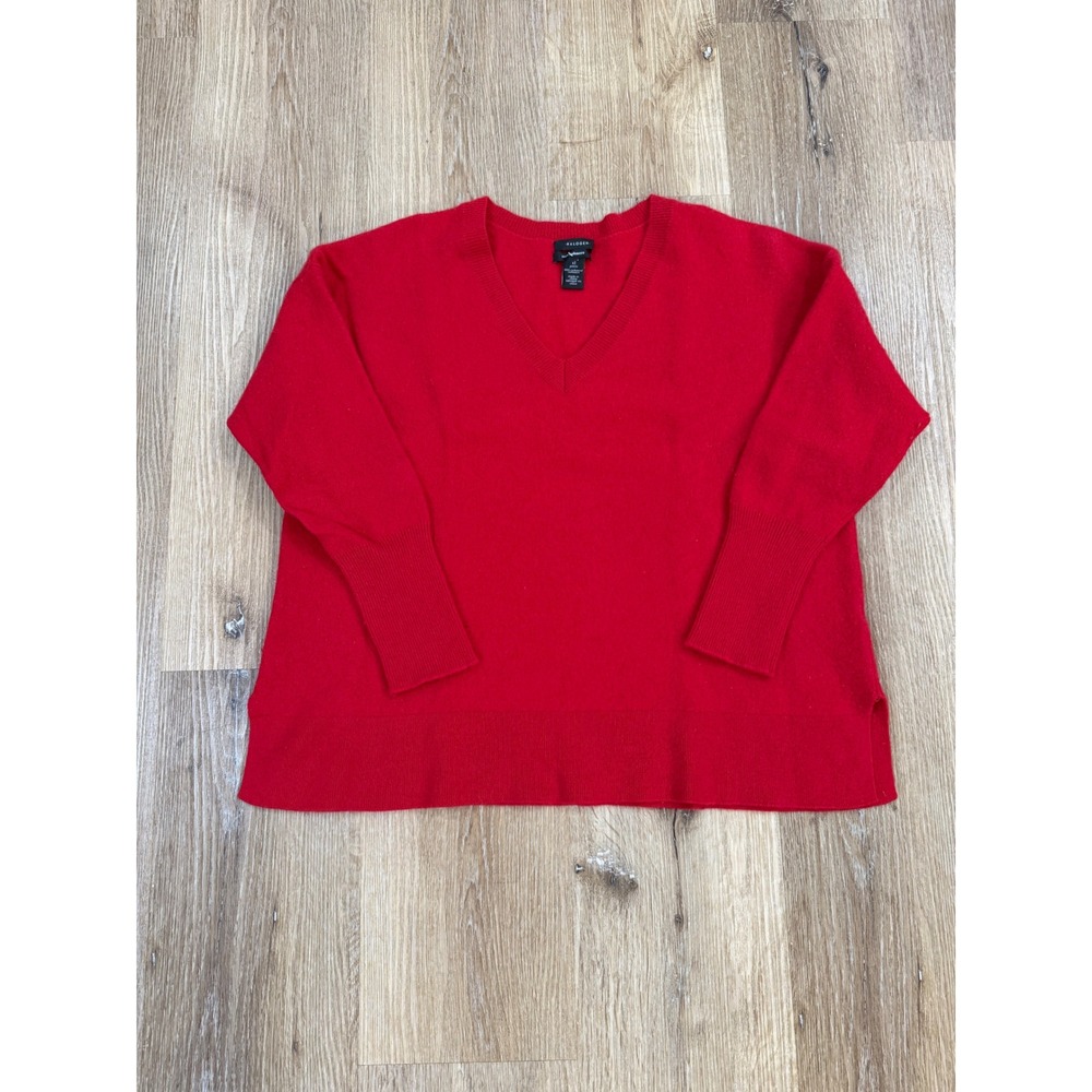 Halogen‎ Minimalist Old Money Preppy Cashmere Sweater Womens XL Petite Red Luxe